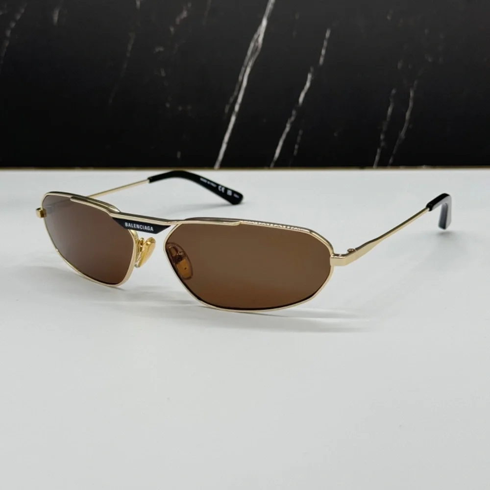 NEW BALENCIAGA BB0245S 003 UNISEX SUNGLASSES BB 0245S GOLD METAL OVAL EYEWEAR